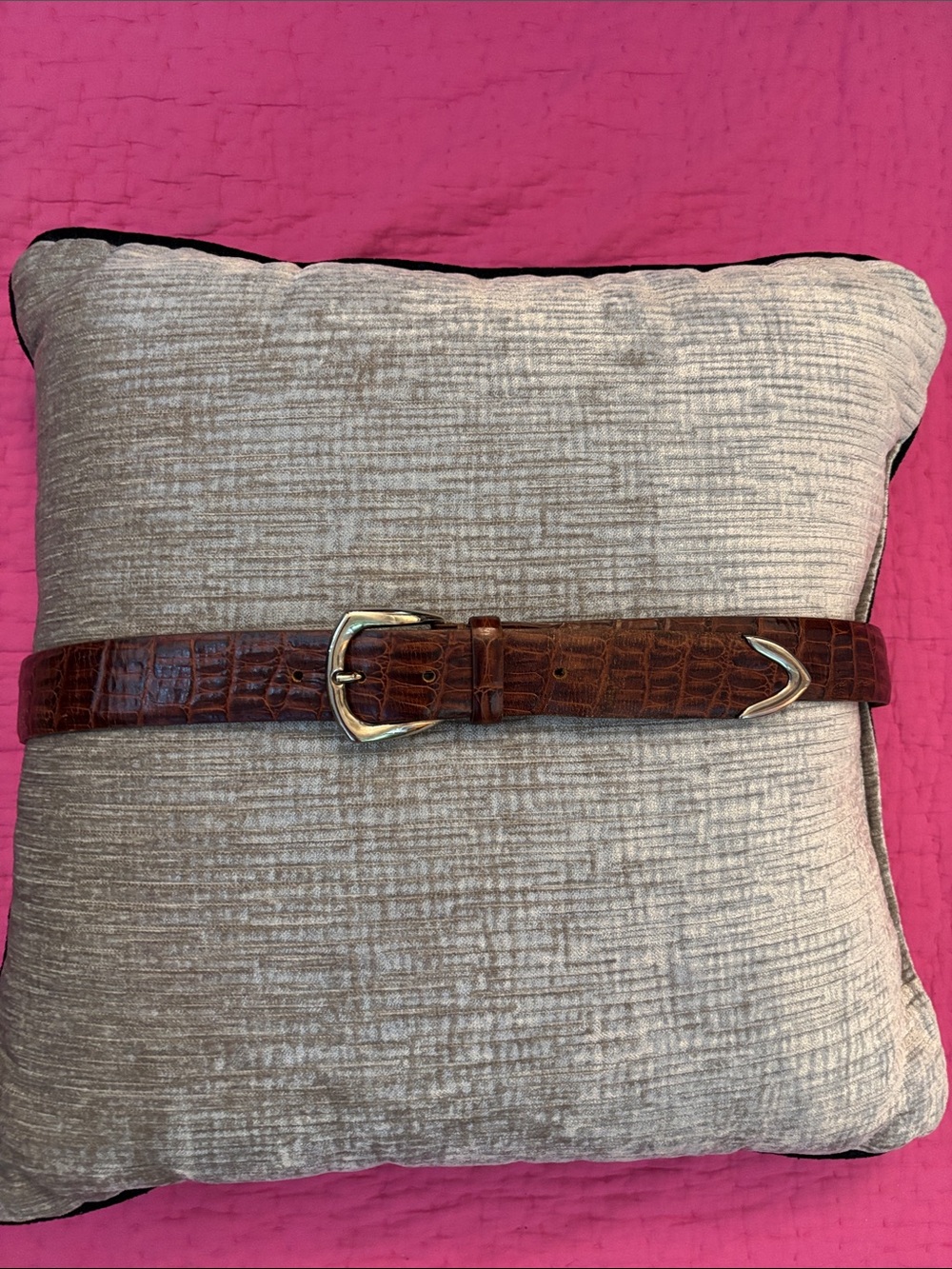 Canali Brown Croc-Embossed Leather Belt, L42